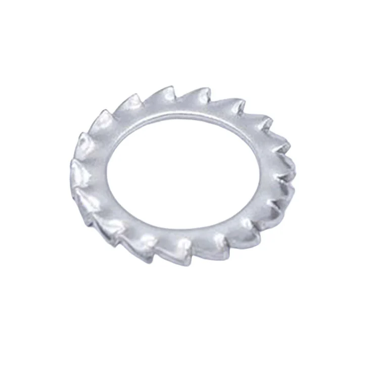 External serrated push-on lock washers for fast assembly