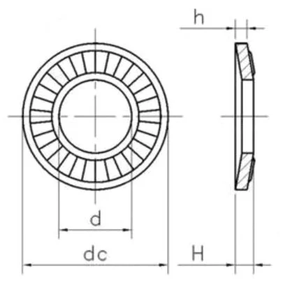 NFE 25-511 L Type Serrated Conical Lock Washers